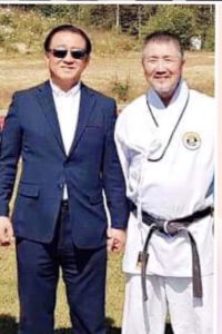Evje 2019. Stormester Cho 9dan med sin egen mester. President Seung Wan Lee 10dan Jidokwan/Kukkiwon. 